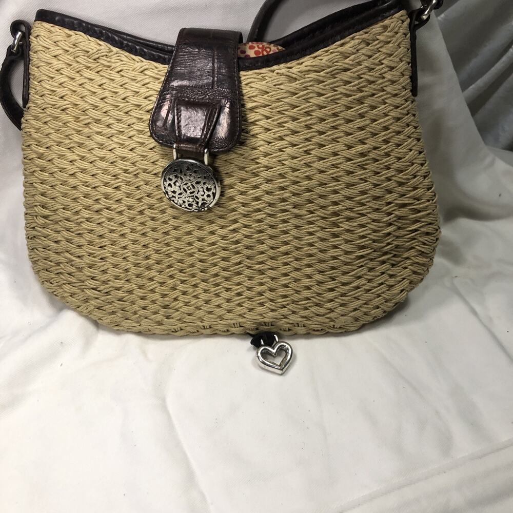 Brighton Natural Wicker Straw Purse Handbag Tote Tan Brown Woven
